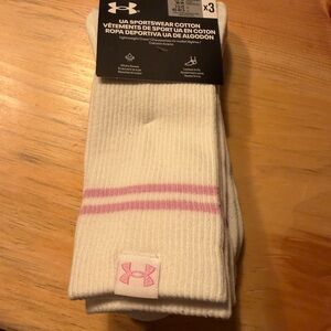 Under Armour Athletic Socks in White and Pink